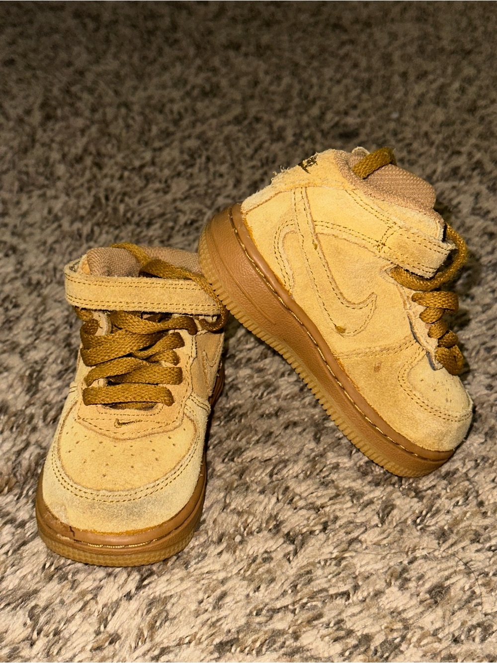 Nike Air Force 1 Shoes Toddler Size 5C Wheat Flax Tan Suede Sneakers